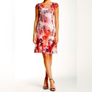 KOMAROV Cap Sleeve Charmeuse Dress SCM Pink Coral Size L